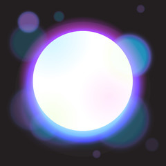 Vector full moon. Shiny moon abstract illustration. Circle planet on dark background