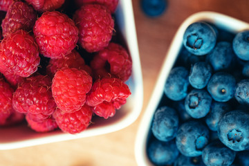 Blueberries and raspberries