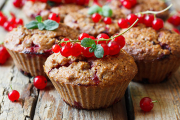 Healthy muffins with red currants
