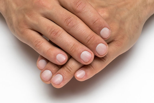Manicure on male hands, man's hands
