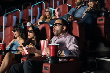 People watching a 3d movie