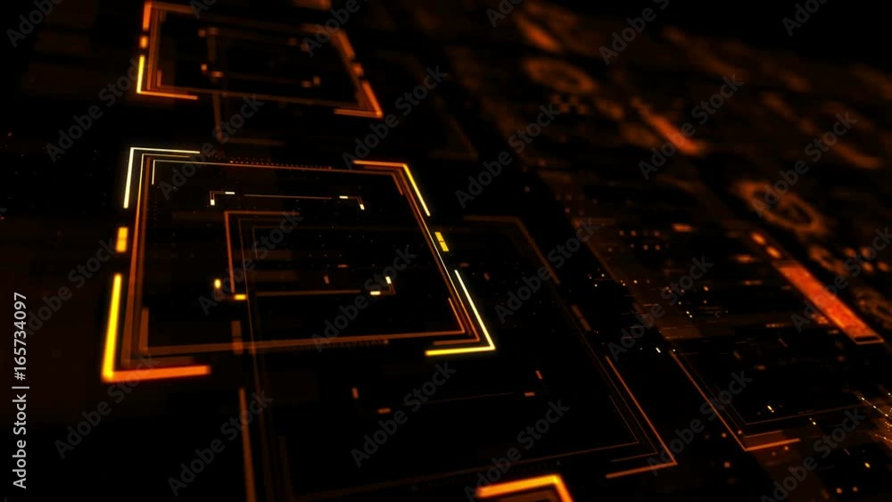 Poster abstract 3d render of moving animated interface. hud design. ui/ux concept loopablge background with