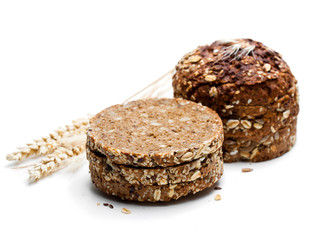 Sliced  rye bread isolated on white background