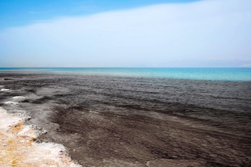 Dead Sea and blue sky as background