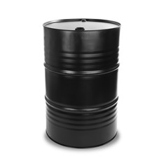 Black oil barrel on white background