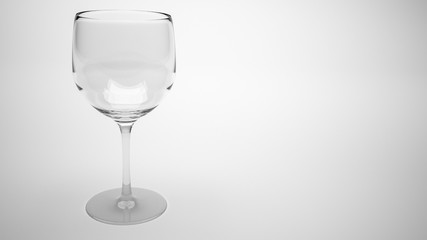 3d render of empty wine glass on left in monochrome