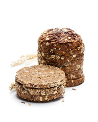 Sliced  rye bread isolated on white background