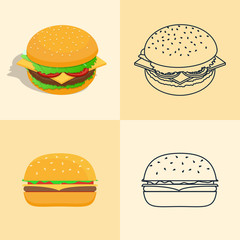 Sect icons of a hamburger