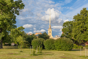 Obraz premium Park and Peter and Paul Fortress in St. Petersburg