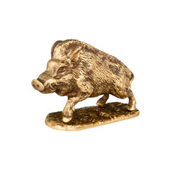 A bronze statue of a wild boar