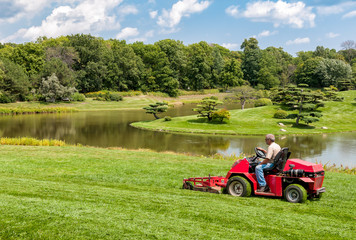 Tractor in the field. 
