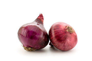 Two heads of red onion isolated