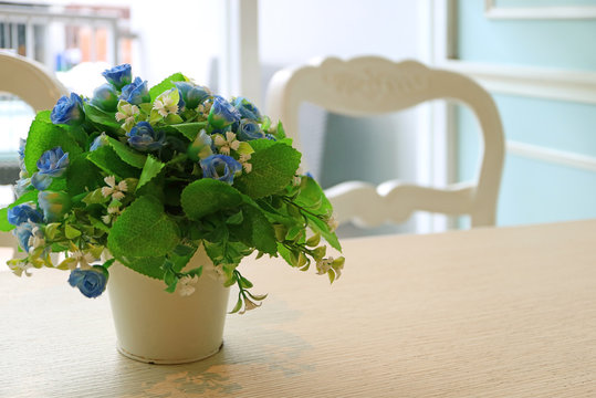 Beautiful Flower Vase on the Dining Table, with Blurred Background  