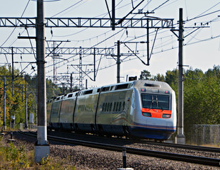 Finnish high-speed train allegro in transit