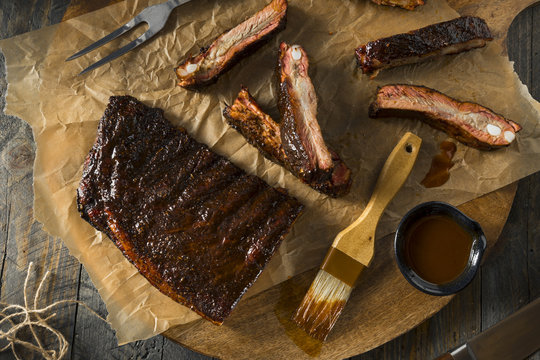 Homemade Smoked Barbecue St. Louis Style Pork Ribs