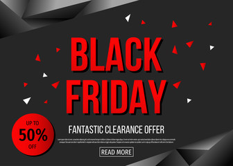 Black Friday  sale poster template with red  text.