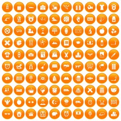 100 alarm clock icons set orange