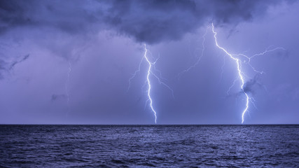 Naklejka na ściany i meble A Lightning Strike on the Adriatic Sea