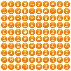 100 avatar icons set orange