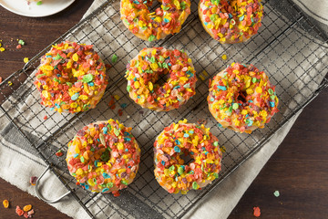 Homemade Gourmet Donuts with Cereal on Top
