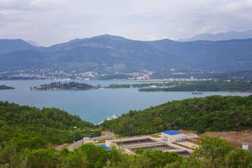 panoramic view of kotor bay montenegro. adriatic fjord in cloudy weather