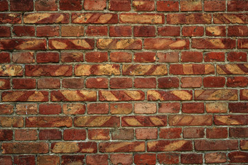old brick wall for texture or background, brown and red color
