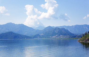 awasome landscape. view of kotor bay montenegro. sea and cliffs. sea fjord