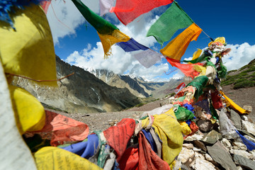 View from Dundunchen La pass on the trekking on the Lamayuru - Chilling route in Ladakh in India.