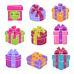 Colorful gift boxes set. Vector