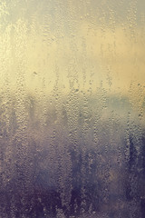 Blurred natural wet window fresh surface background, close up image