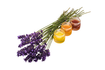 Lavender flowers and honey jars