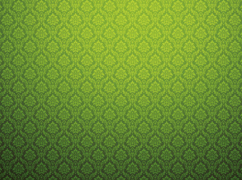 Green Damask Pattern Background