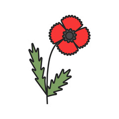 Poppy flower color icon