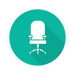 Computer chair flat design long shadow glyph icon