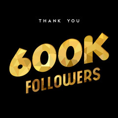600k gold internet follower number thank you card
