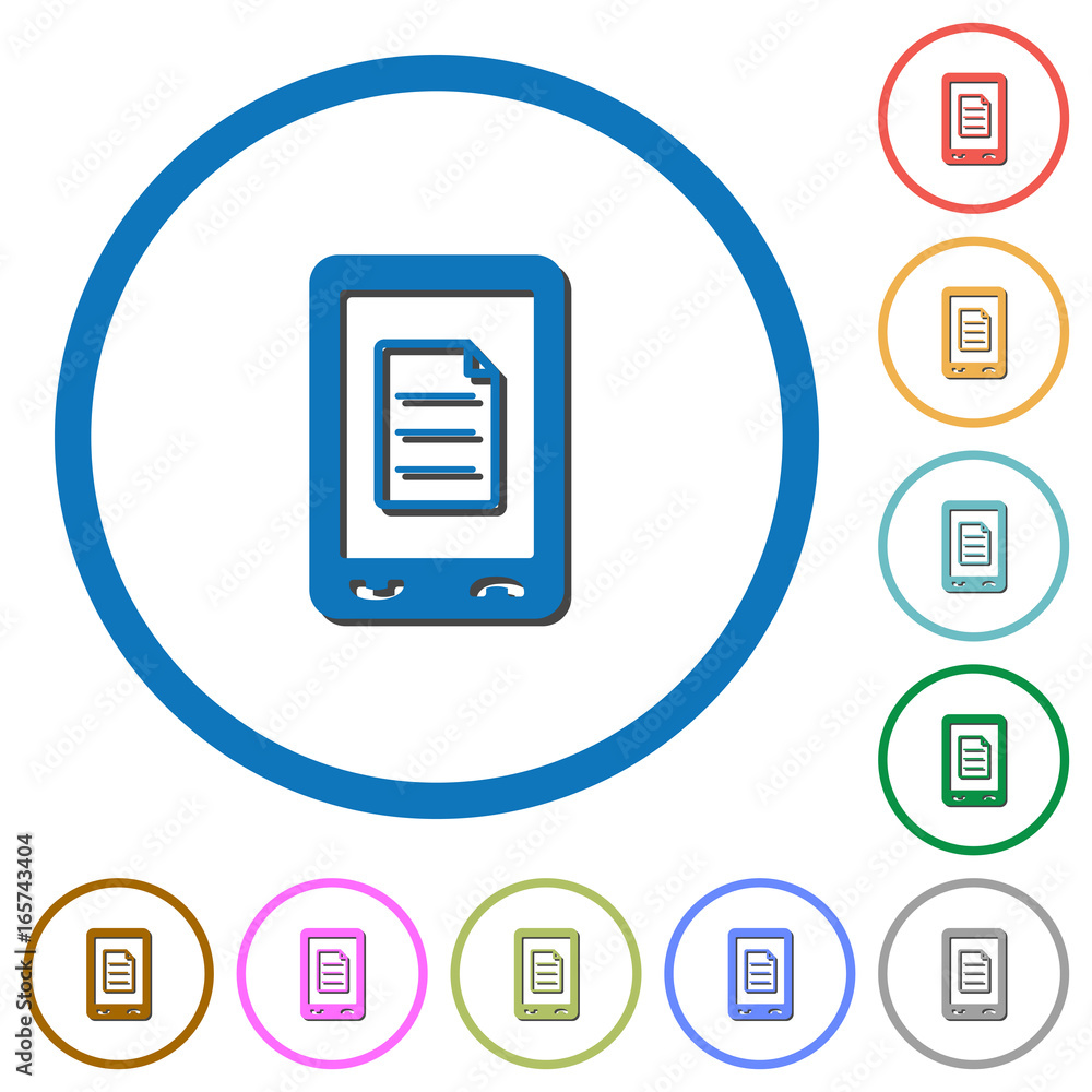Poster mobile call list icons with shadows and outlines