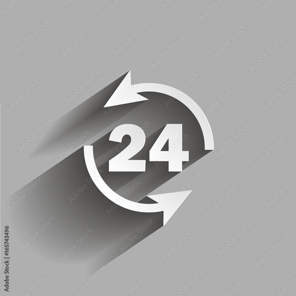 Poster vector image round the clock. 24 hours. vector icon with shadow