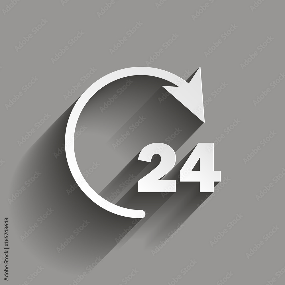 Poster vector 24 hours icon. vector circle with an arrow showing non-stop work for 24 hours. open around th