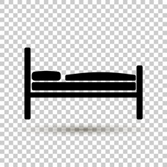 Bed vector icon. Hotel room. Bed icon