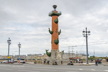 Fototapeta na wymiar Rostral Column on the Spit of Vasilievsky Island