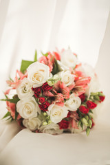 Wonderful luxury wedding bouquet of different flowers