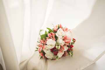 Wonderful luxury wedding bouquet of different flowers