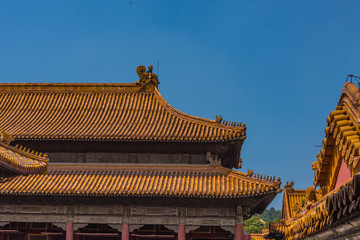 Fototapeta na wymiar Peking Verbotene Stadt Dächer Detailansicht