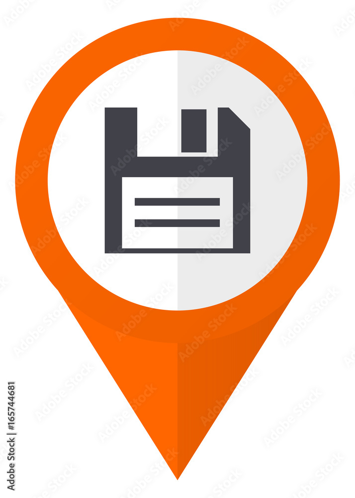 Aufkleber disk orange pointer vector icon in eps 10 isolated on white background.