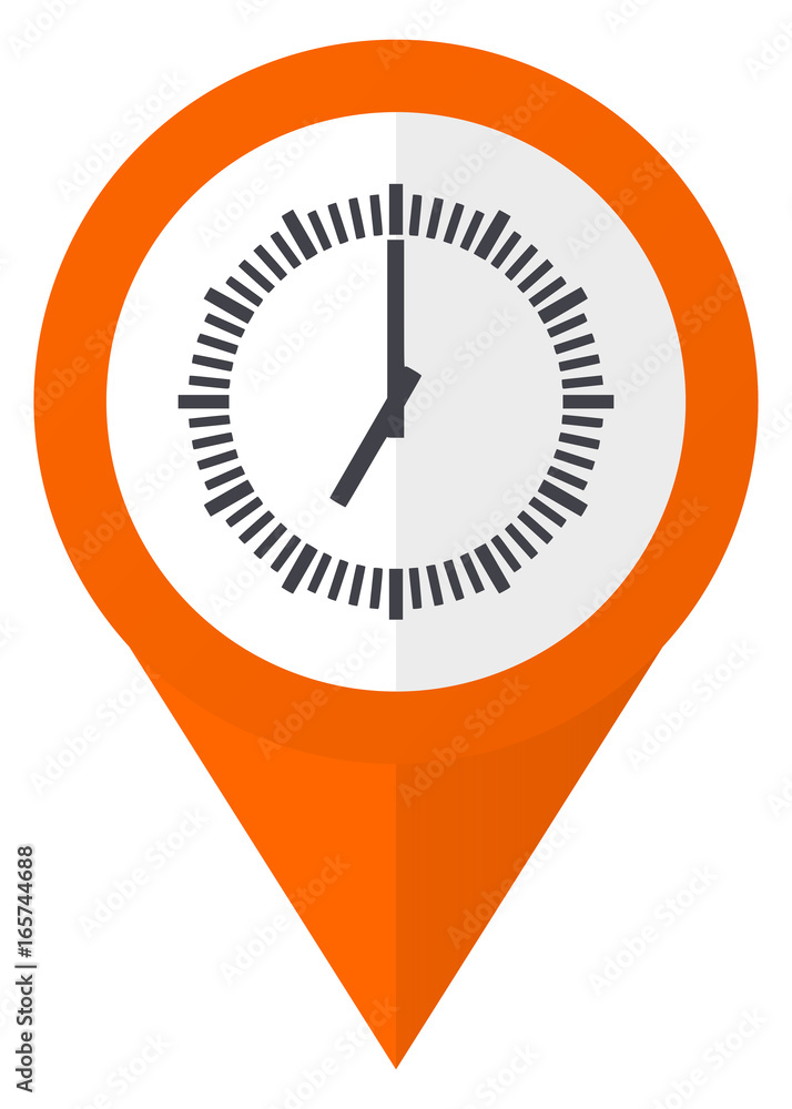 Aufkleber time orange pointer vector icon in eps 10 isolated on white background.