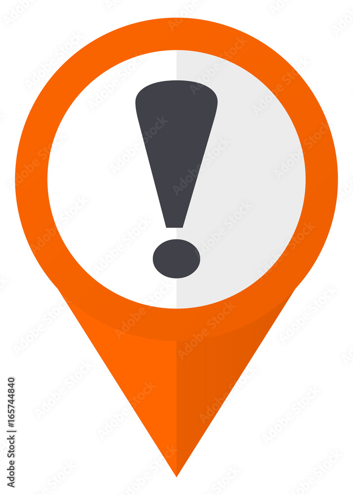 Poster exclamation sign orange pointer vector icon in eps 10 isolated on white background.