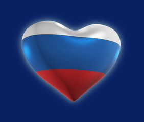 Russian Flag, Russia Colors, Heart, Love (3D Render)