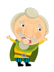 colored cartoon character - young palace dweller - standing watching and smiling - isolated - illustration for children