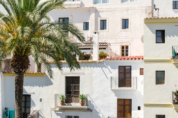 Dalt Vila of Ibiza Town with old buildings