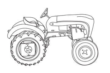 Tractor  Vintage hand drawn vector line art illustration © gmm2000